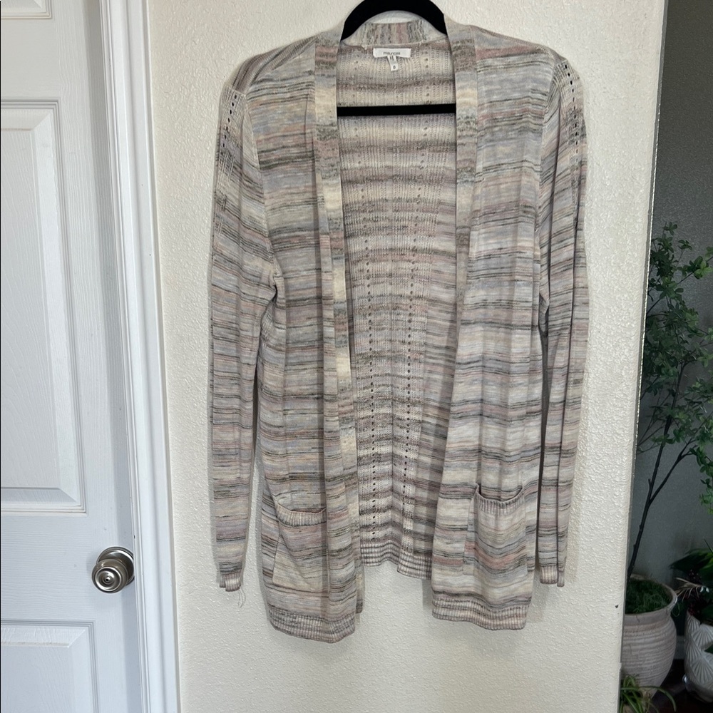 Maurices Open-Front Striped Cardigan - Neutral Beige, Gray & Blush